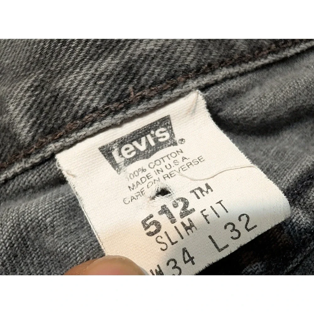 VTG Levis 512 Slim Fit Tapered Leg Jeans Mens 34x32 Faded Black Made in USA READ